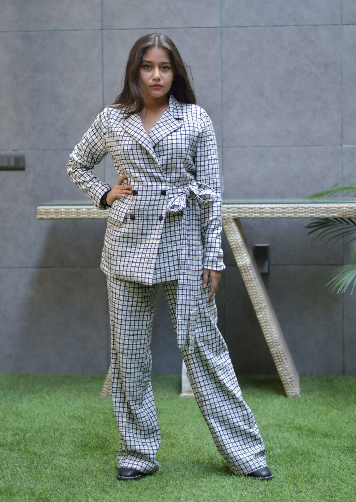 Black and White Tweed Set