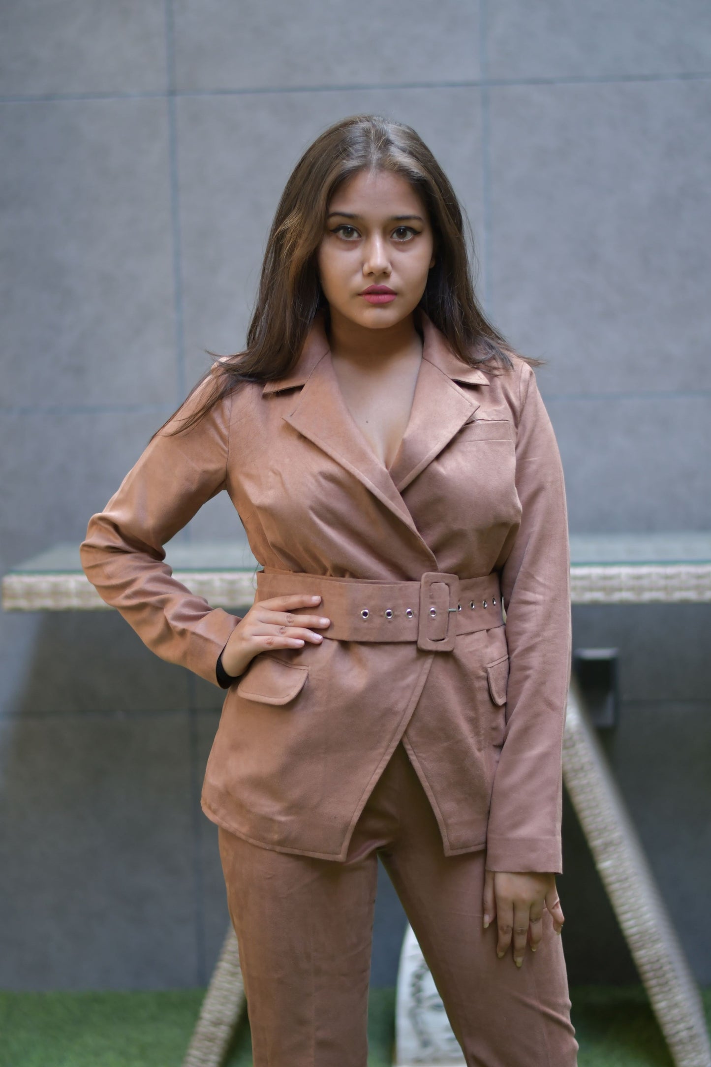 Brown Suede Coord set