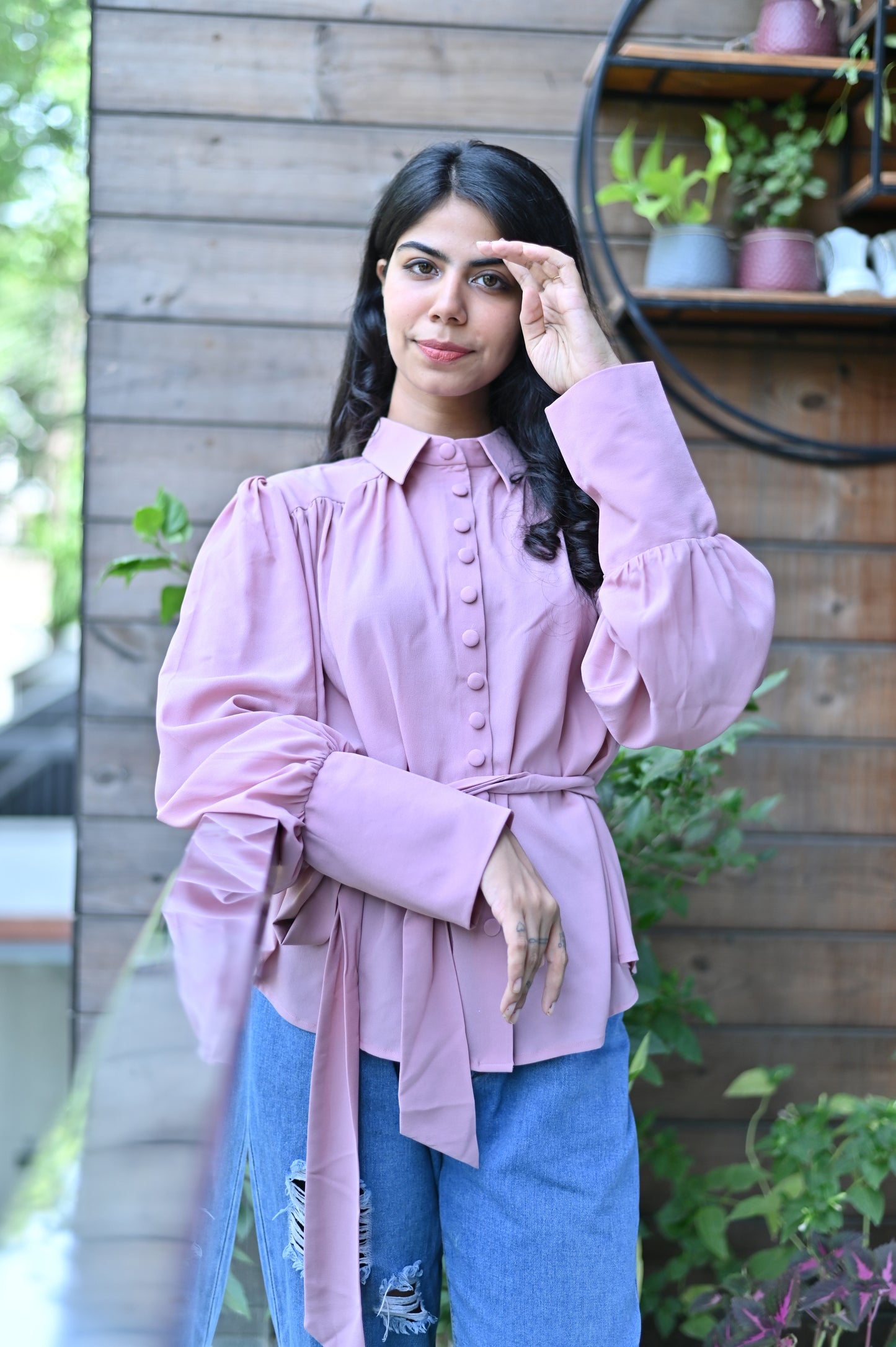 Mauve Buttoned Top