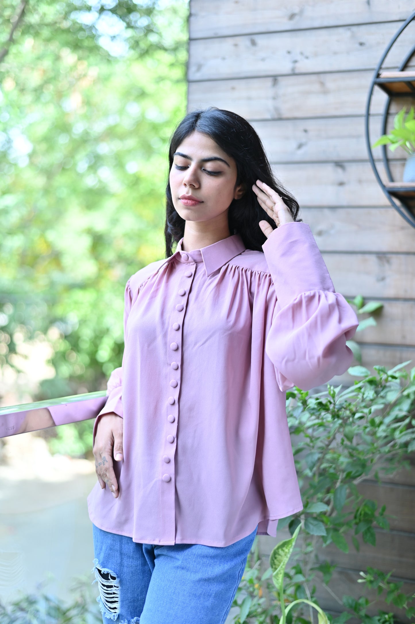 Mauve Buttoned Top