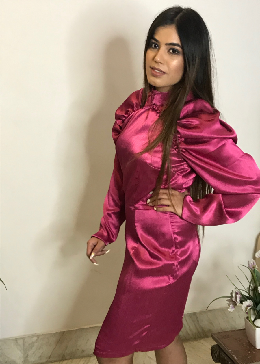 Hot Pink Satin Dress
