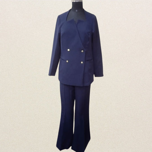 Navy Blue Button Co-ord Set