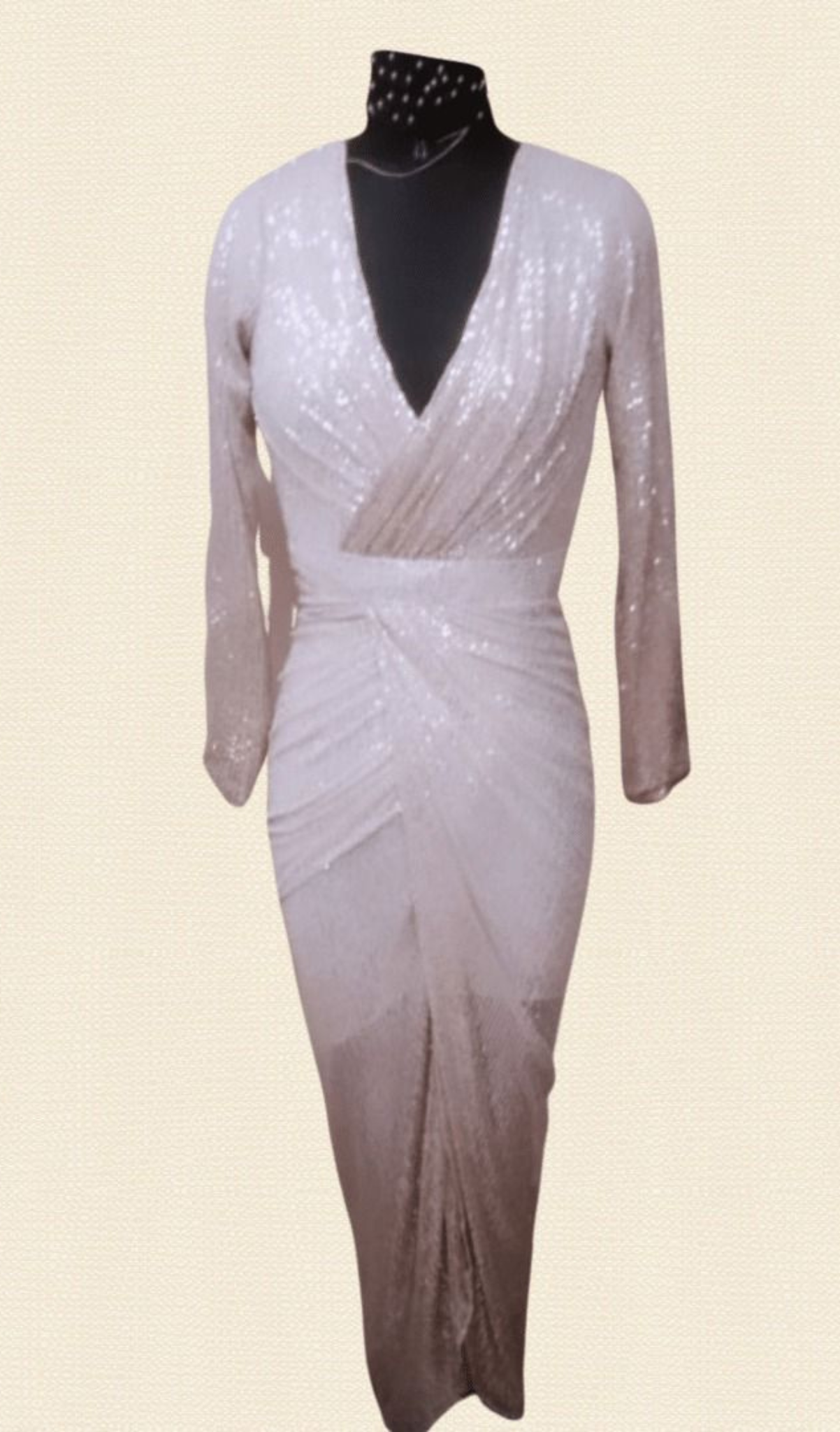 Champagne Sequin Drape Dress