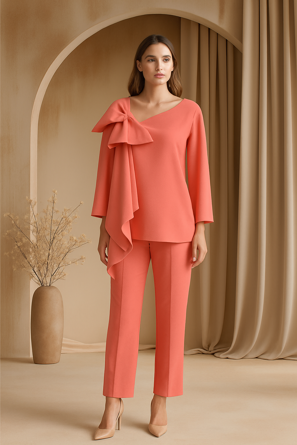Peach Bow Co-ord Set