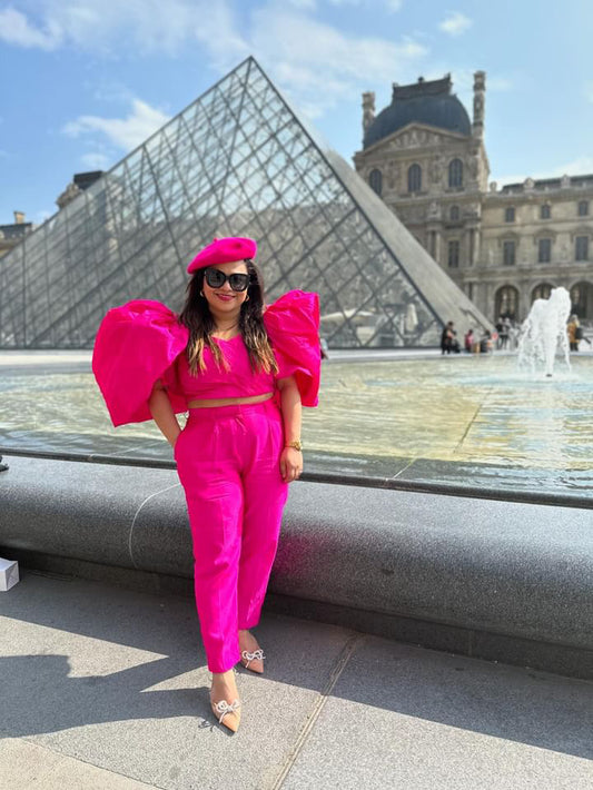 Hot Pink Sleeves Co-ord Set