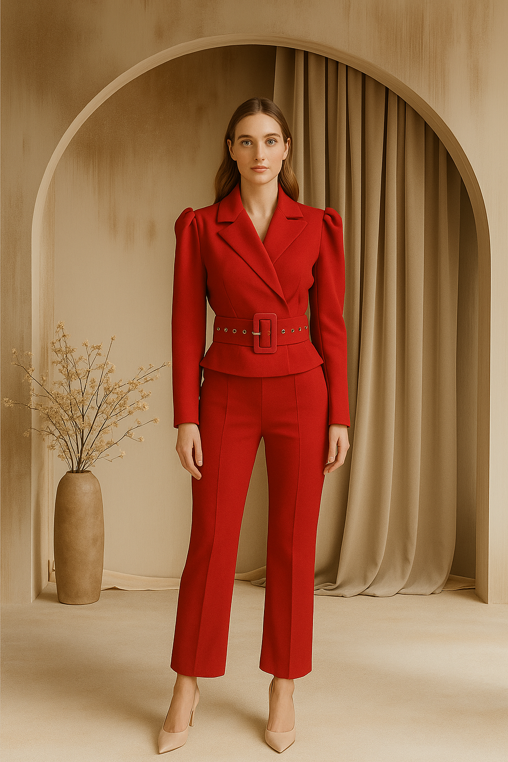 Red Blazer Style Co-ord Set