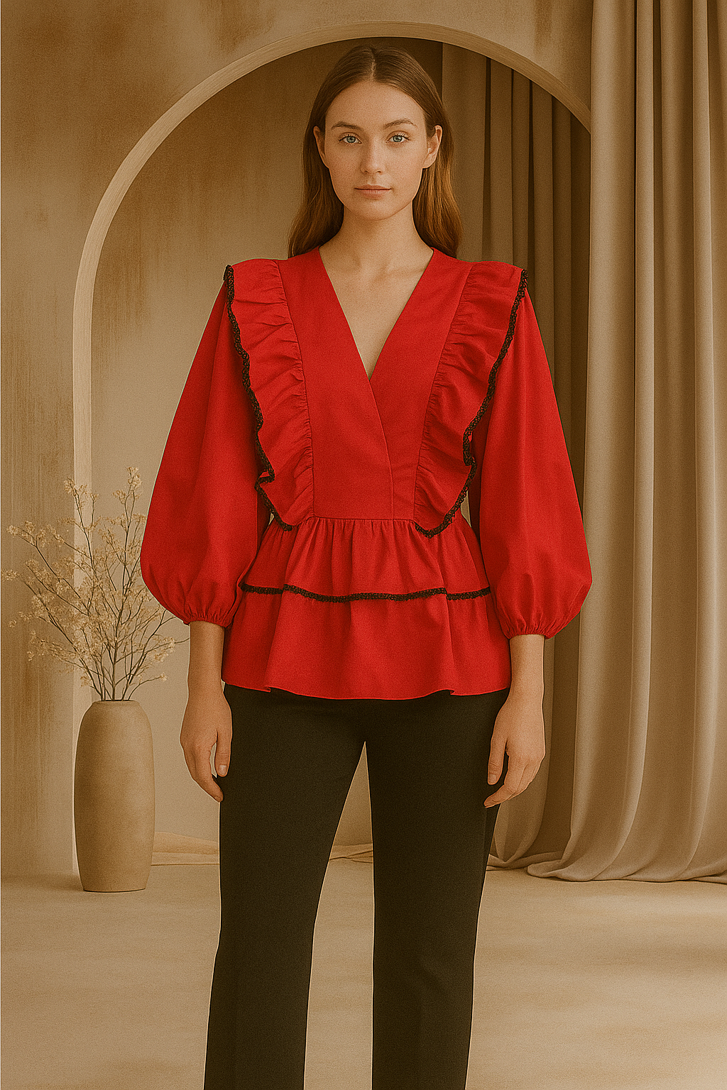 Red and Black Cotton Top