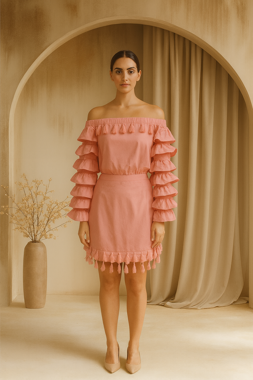 Peach Cotton Co-ord Set