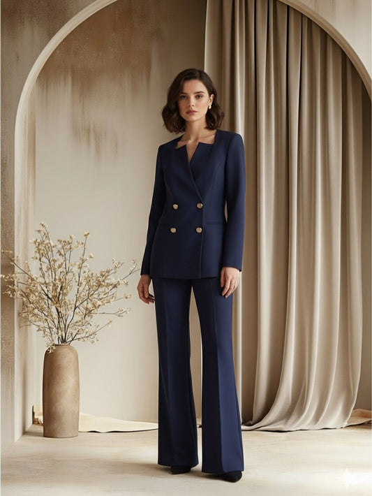 Navy Blue Button Co-ord Set