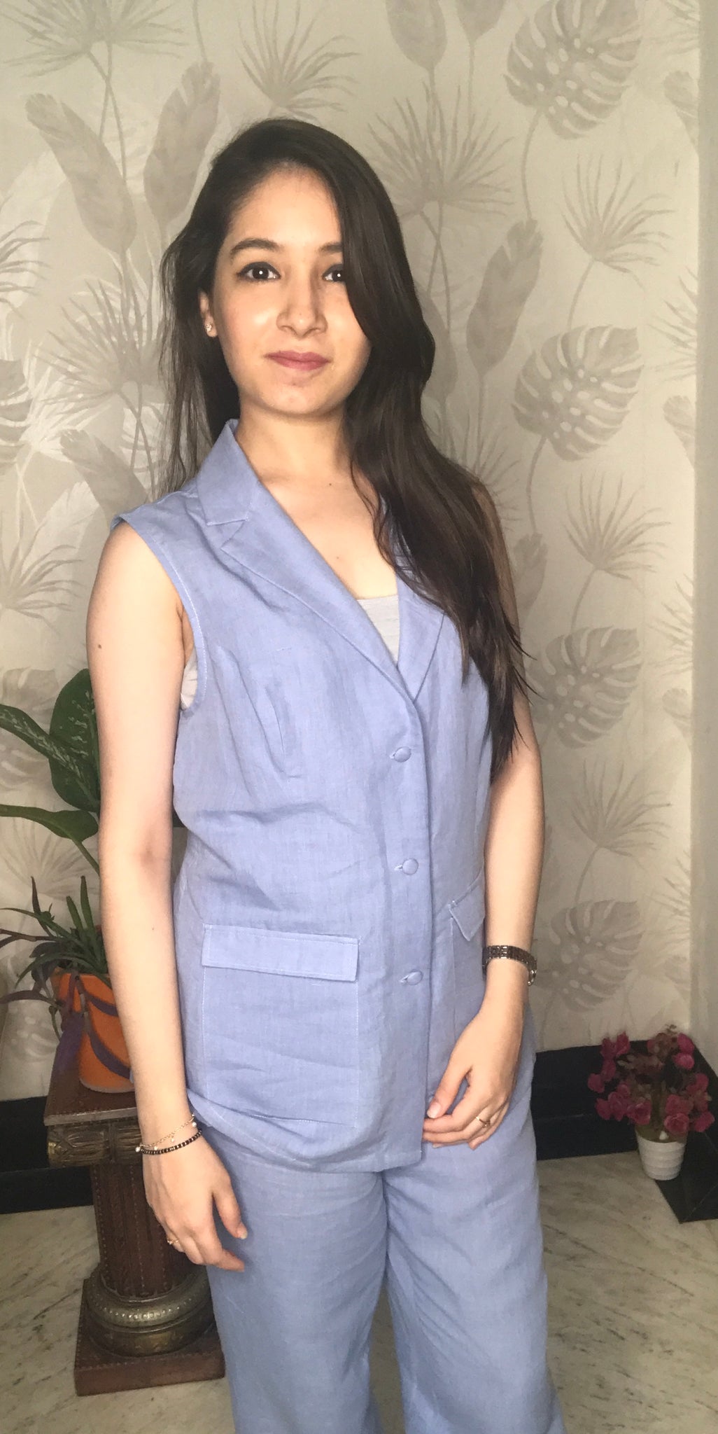 Linen Sleeveless Coord Set