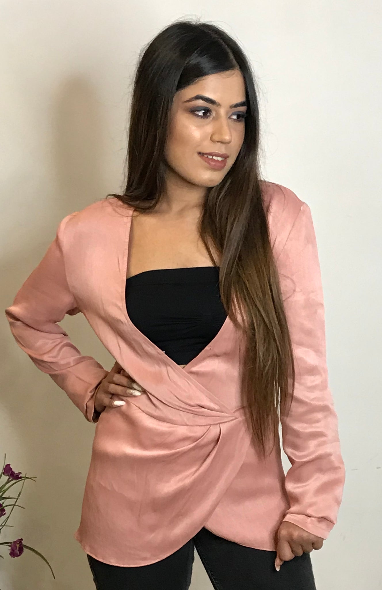 Draped Rose Pink Top
