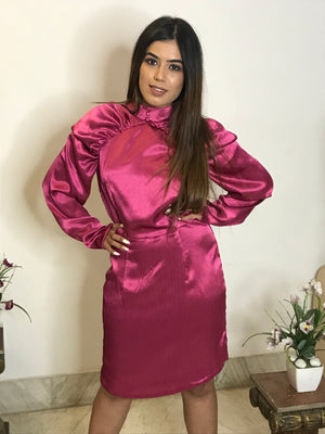 Hot Pink Satin Dress