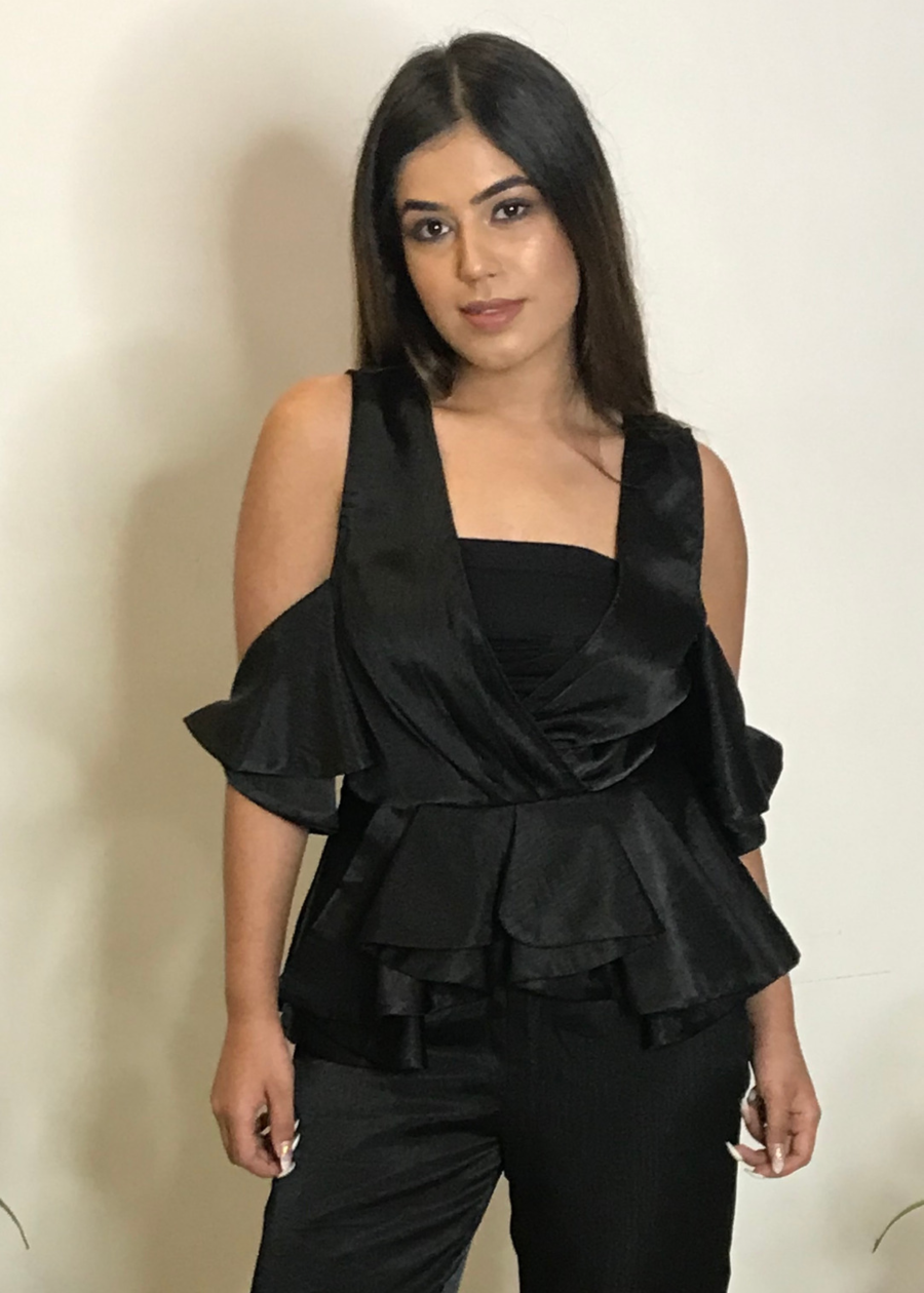 Black Satin Coord Set