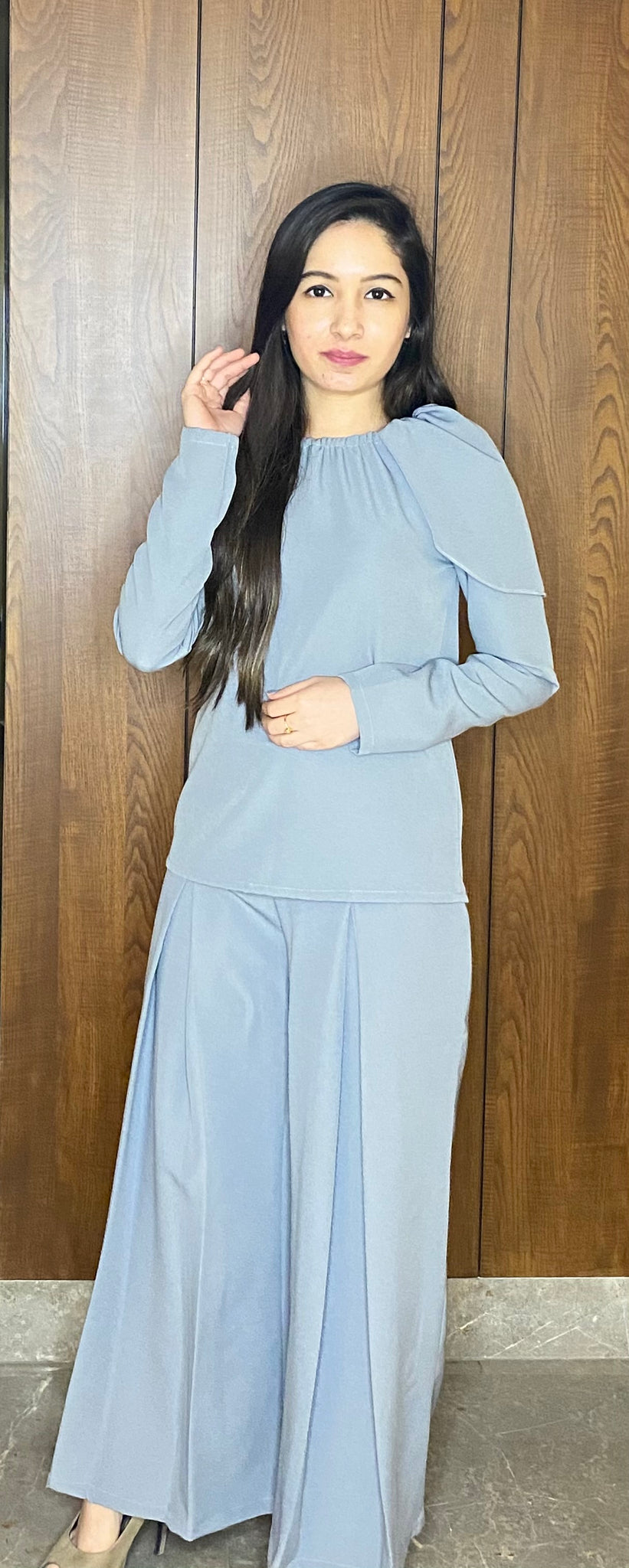 Blue Flared Coord Set