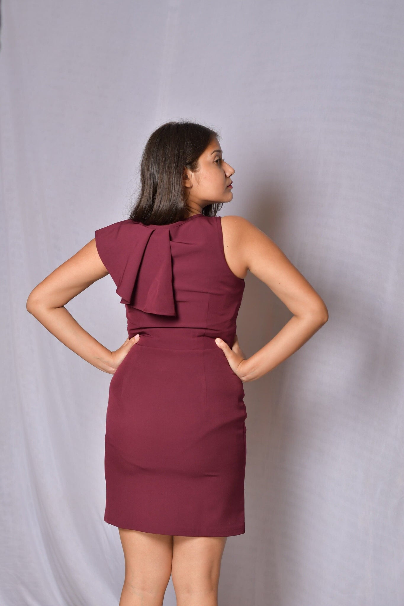 Maroon Red Crop Top & Skirt