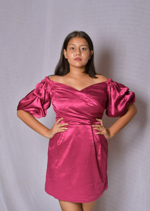 Hot Pink Satin Dress