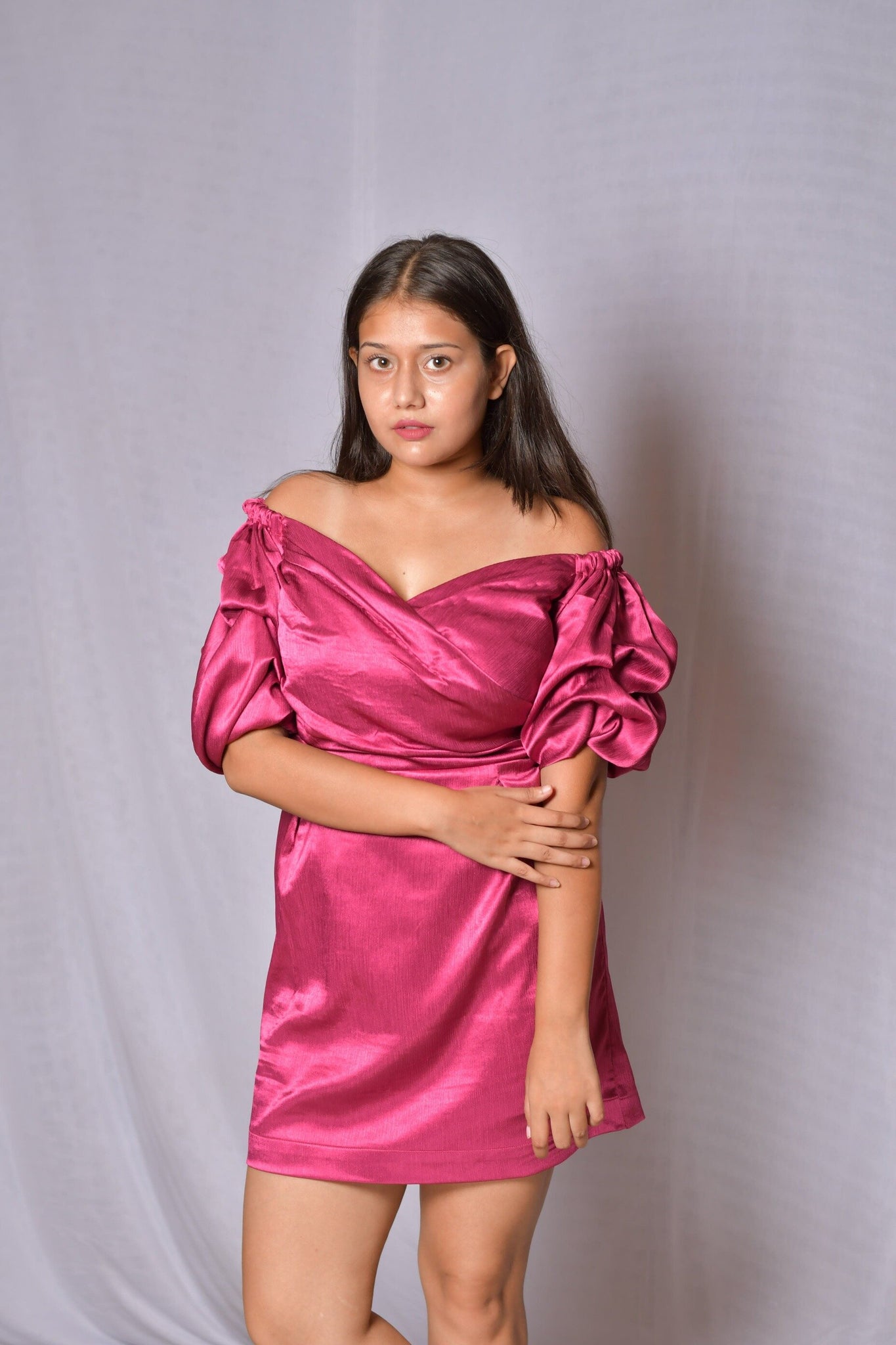 Hot Pink Satin Dress