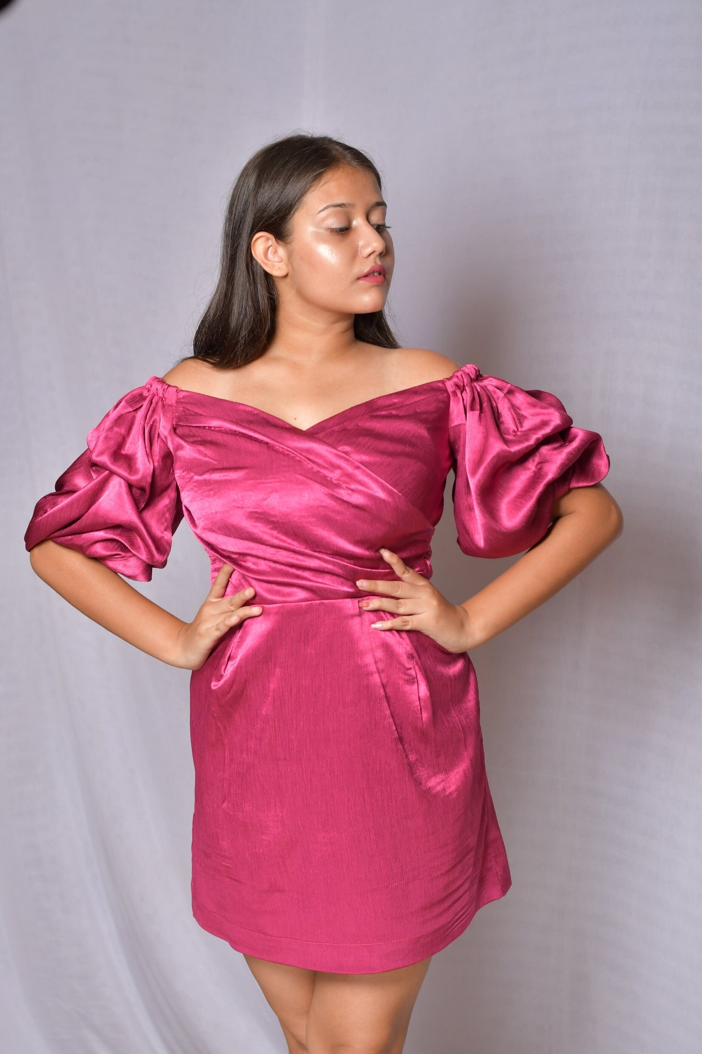 Hot Pink Satin Dress