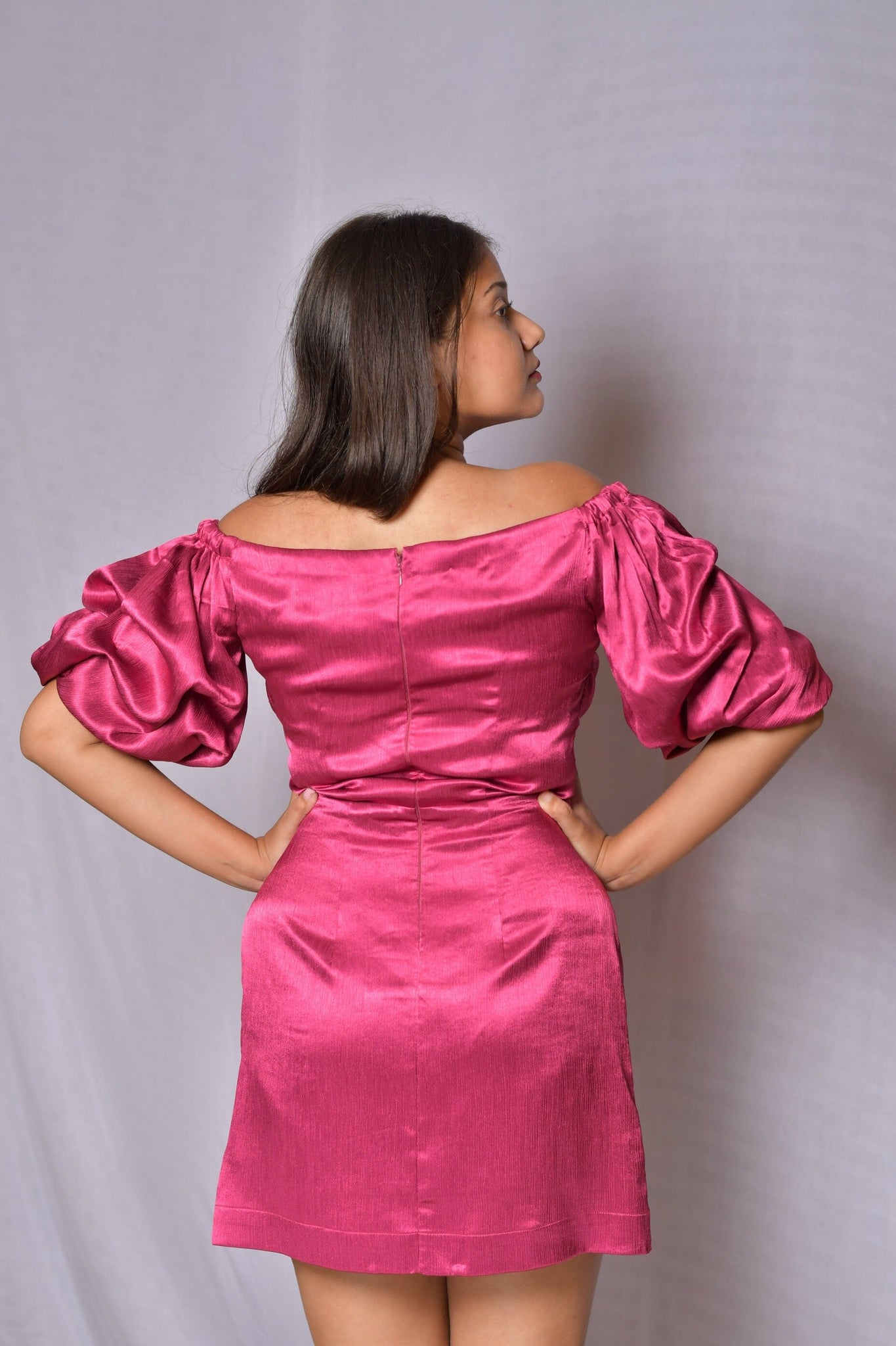 Hot Pink Satin Dress