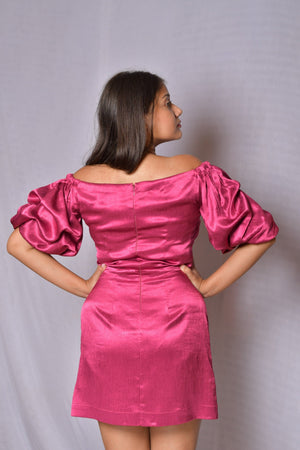 Hot Pink Satin Dress