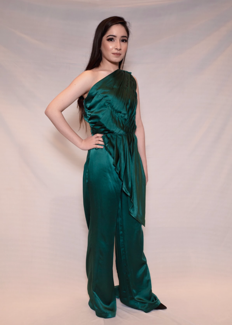 Draped Green Jumpsuit