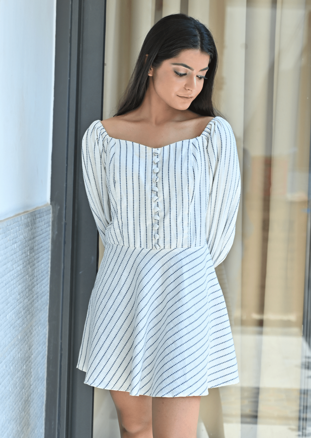 White Button Dress
