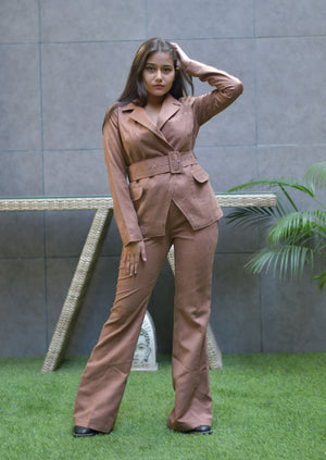 Brown Suede Coord set