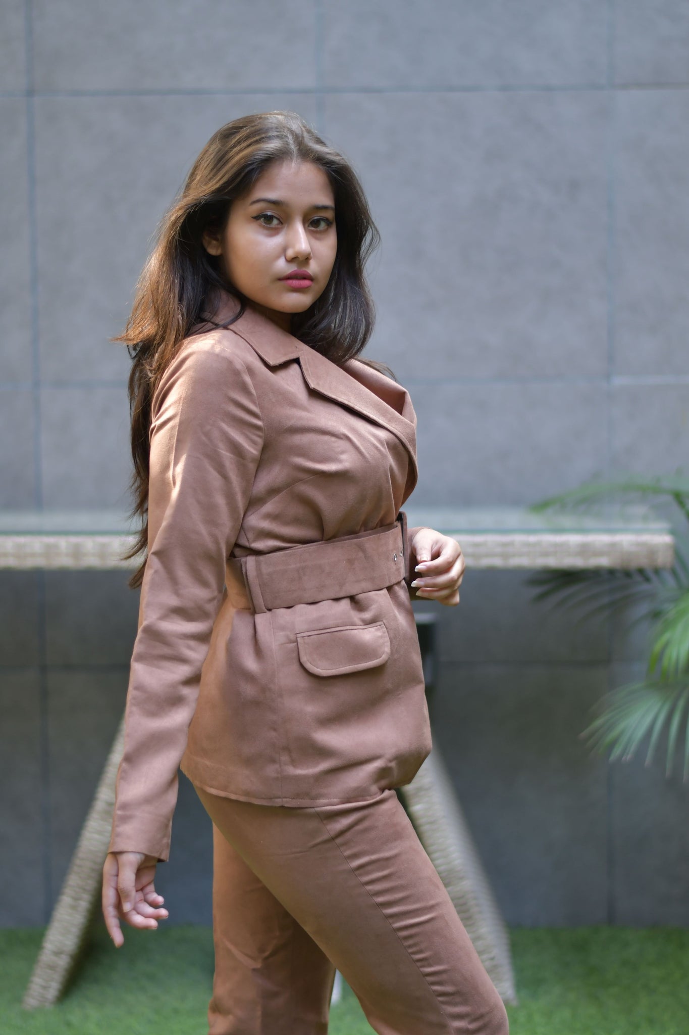 Brown Suede Coord set