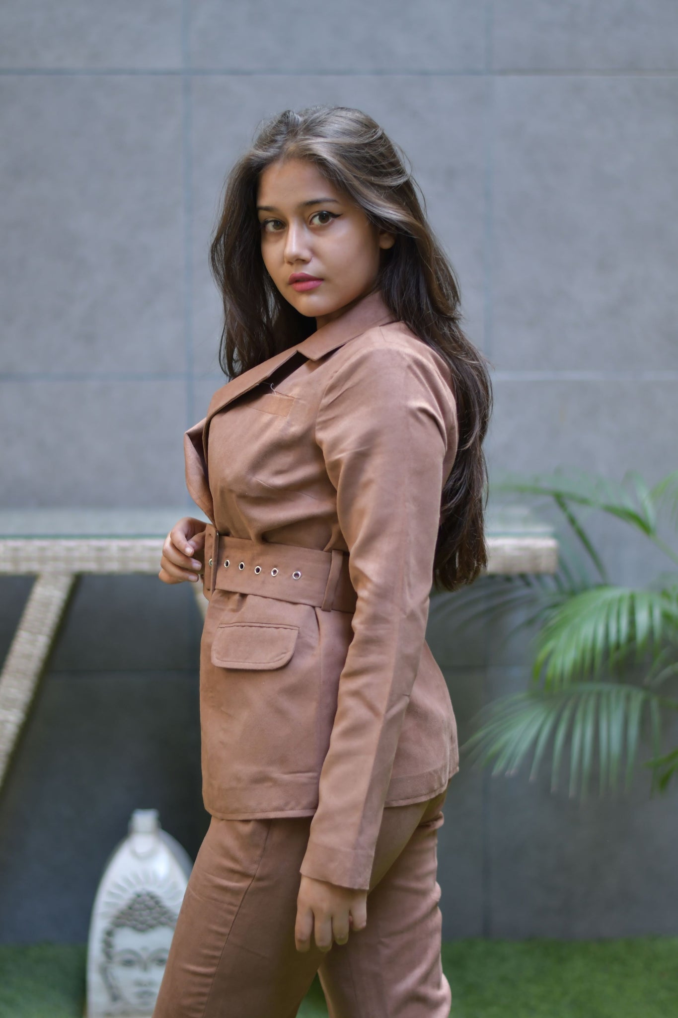 Brown Suede Coord set