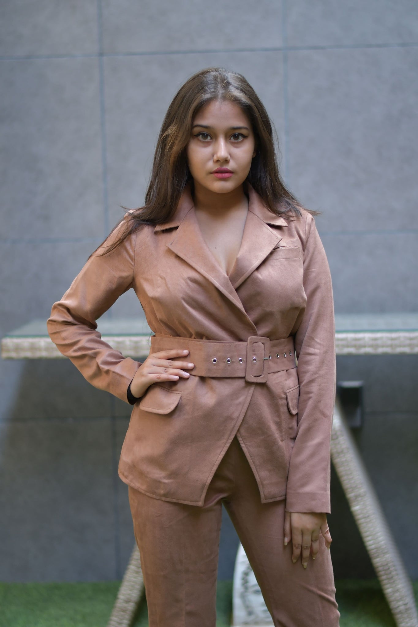 Brown Suede Coord set
