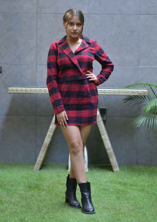 Checks Red and blue coord set