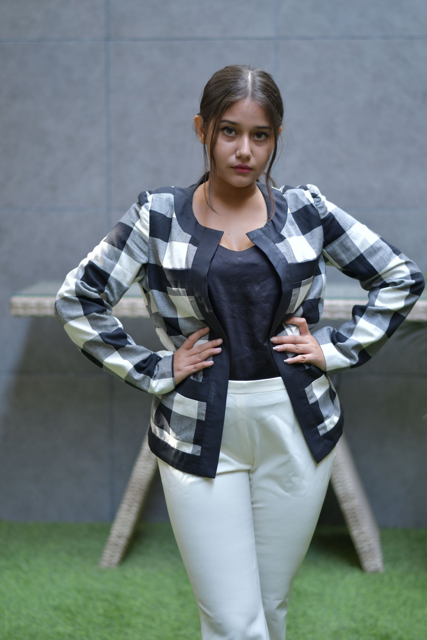 Checks Blazer Black & White