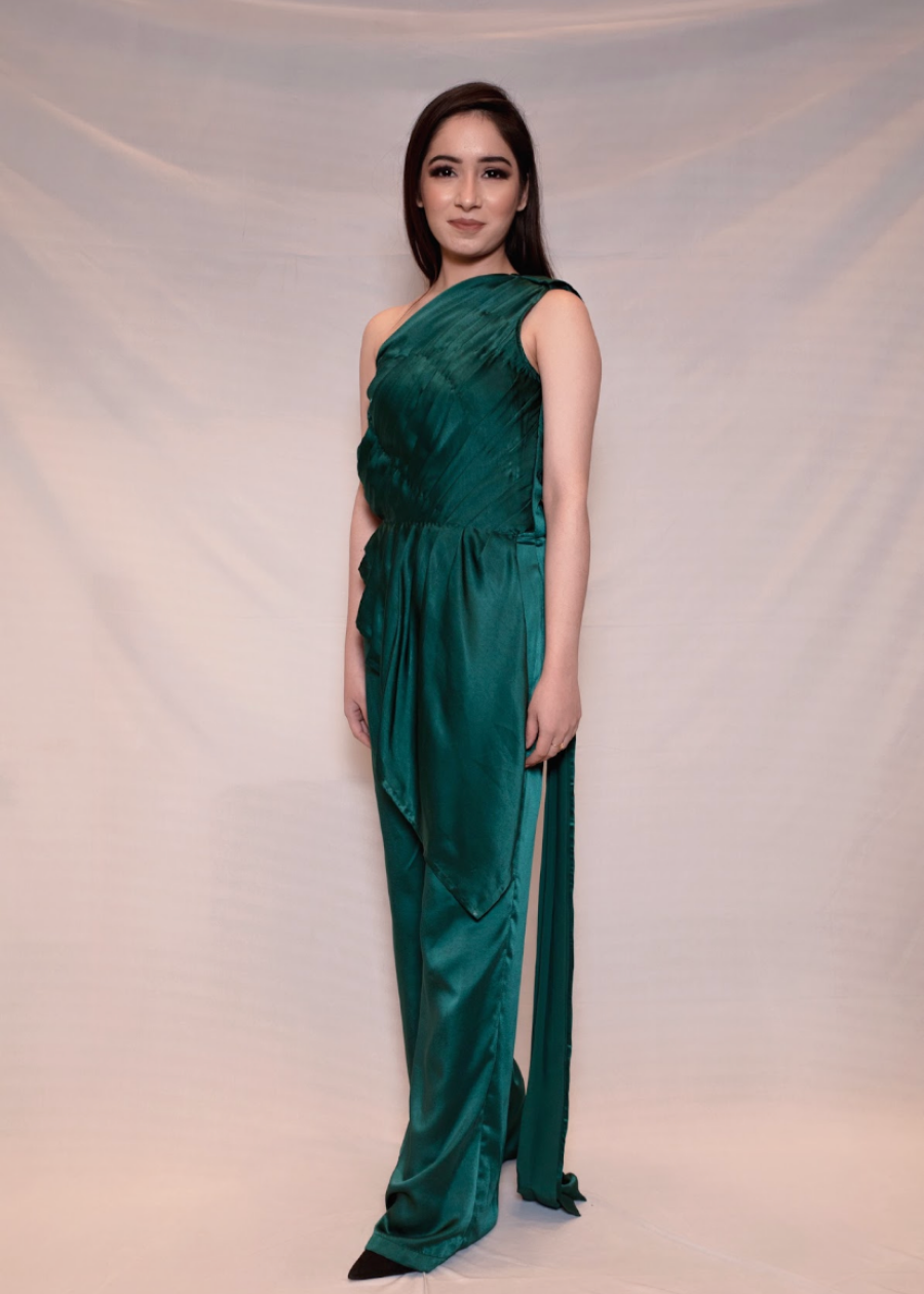Draped Green Jumpsuit
