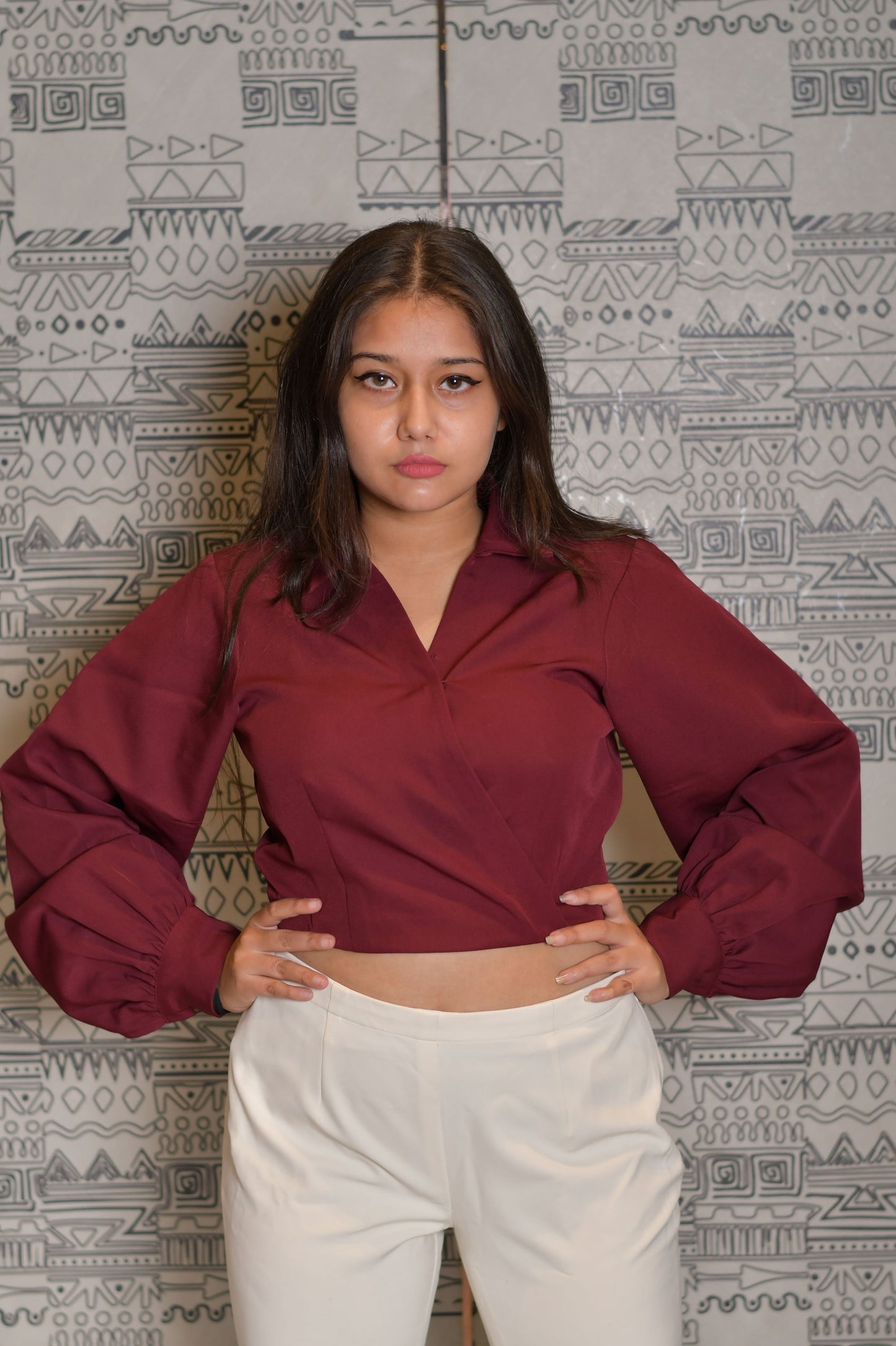 Maroon Draped Top