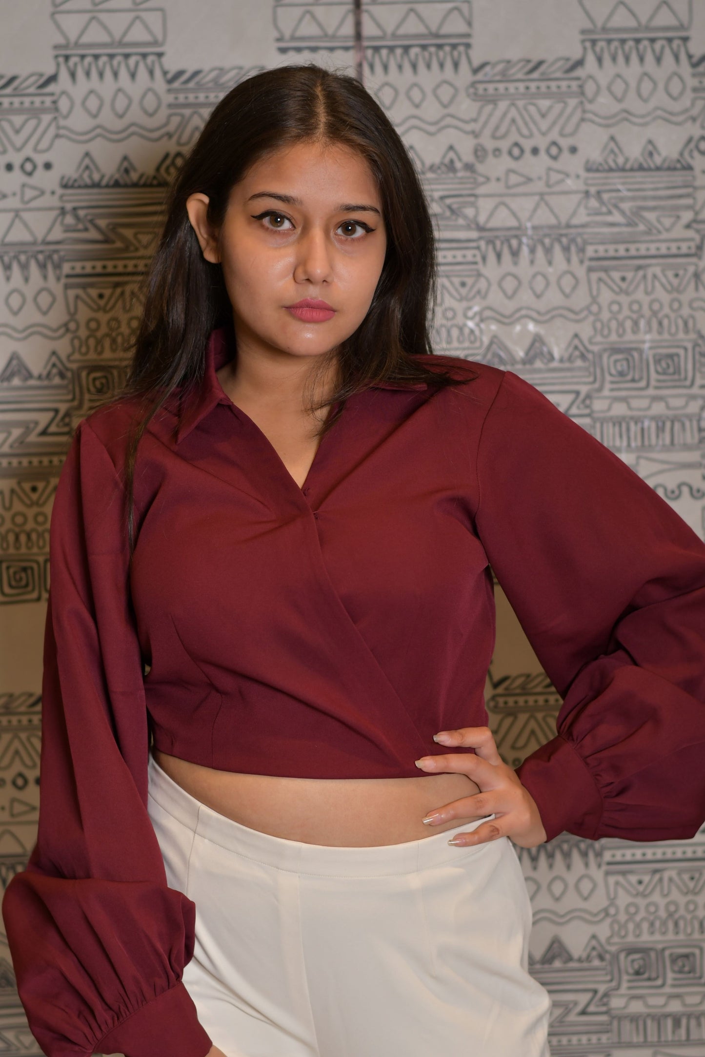 Maroon Draped Top