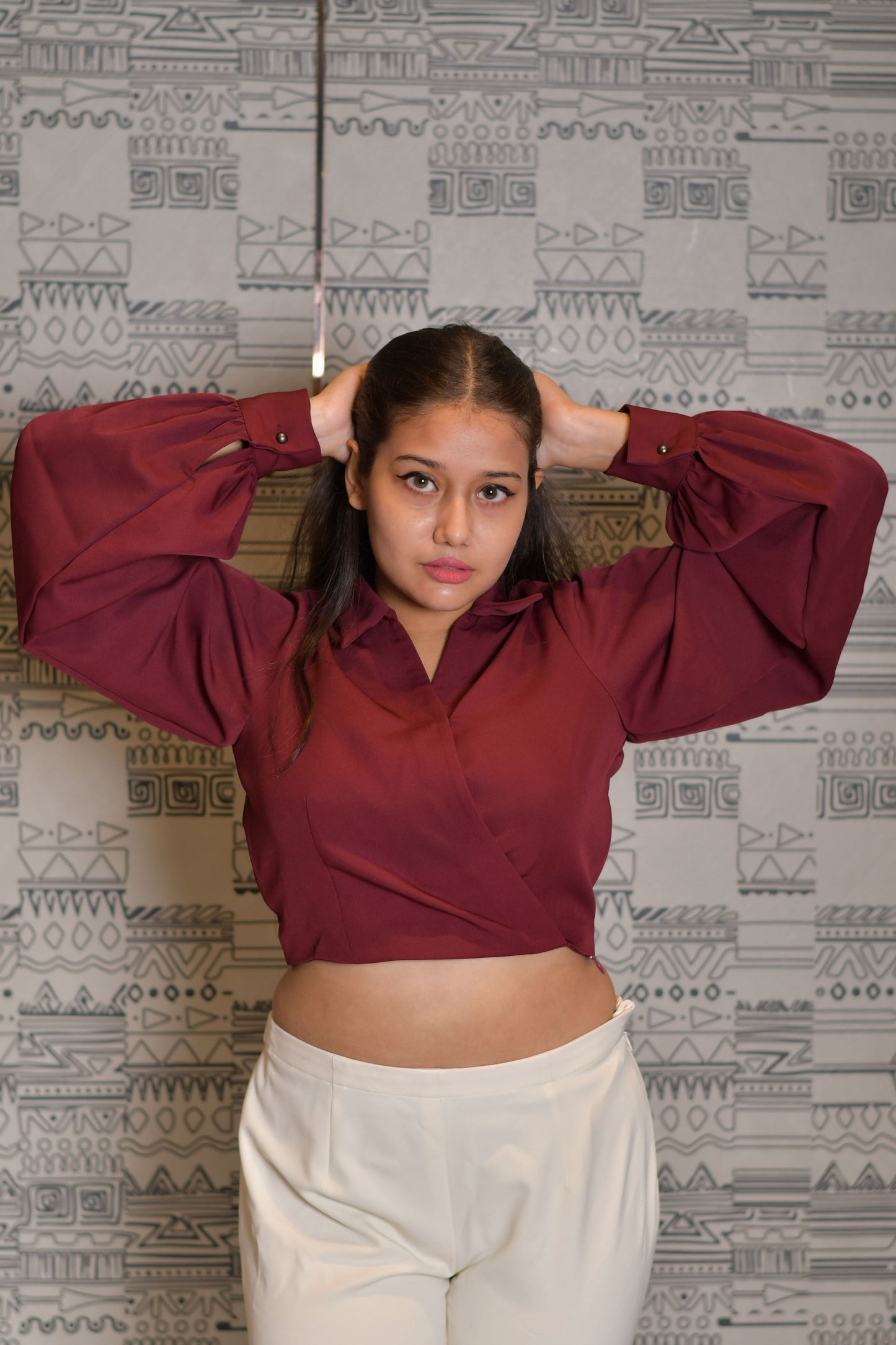 Maroon Draped Top
