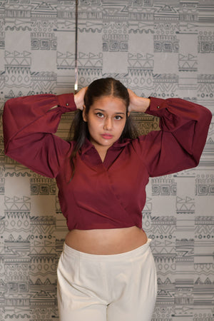 Maroon Draped Top
