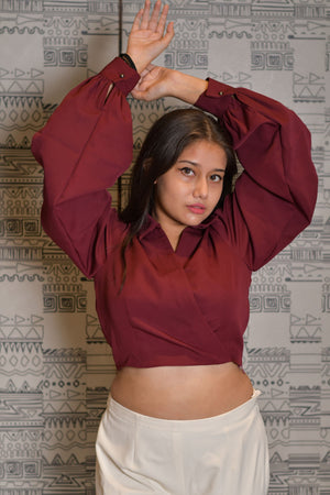 Maroon Draped Top