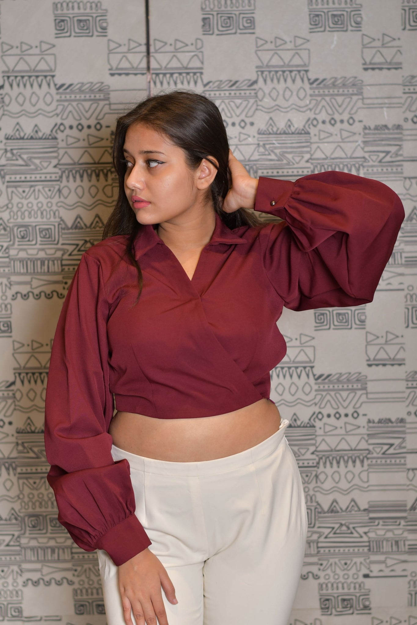Maroon Draped Top