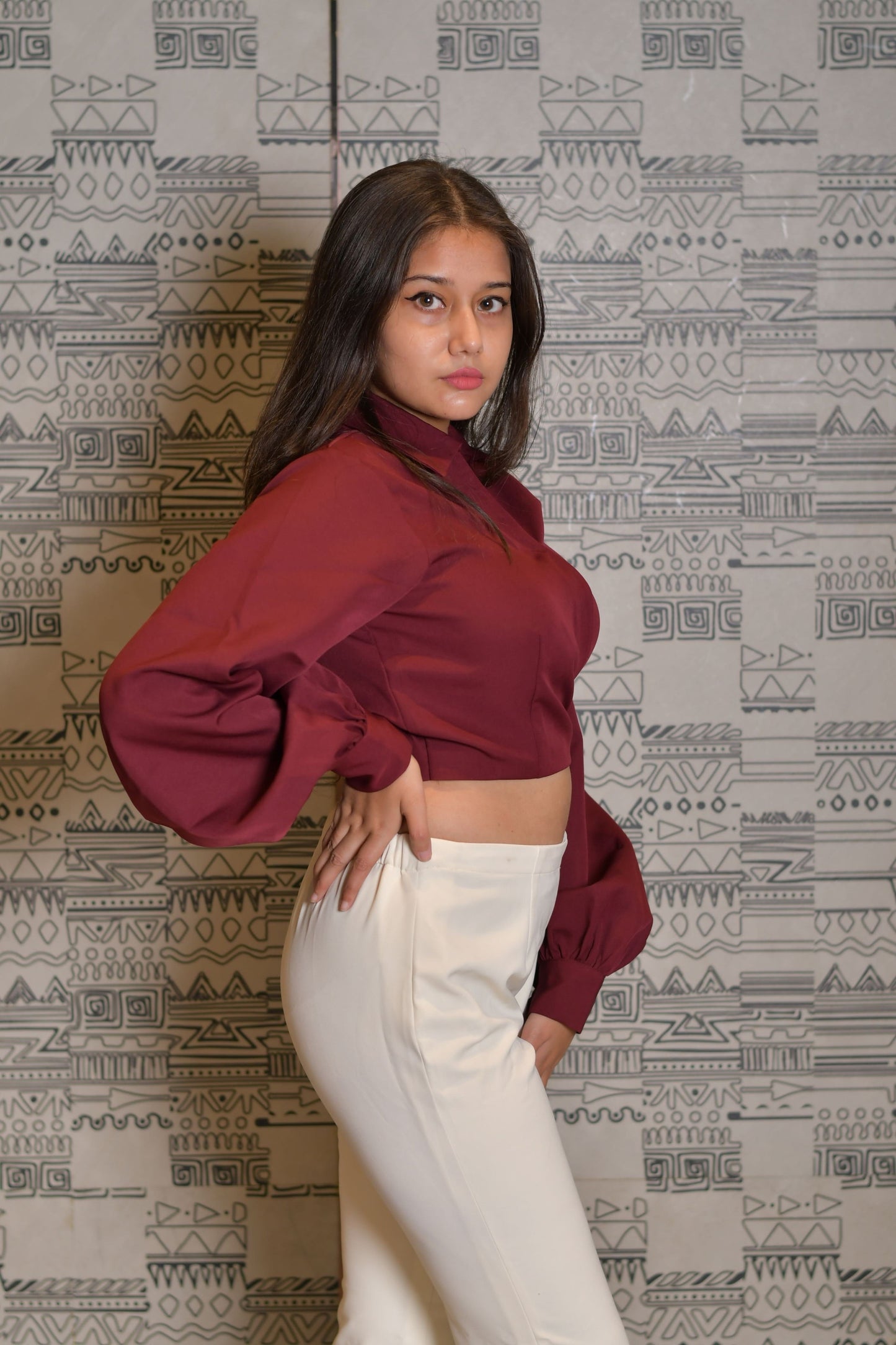 Maroon Draped Top