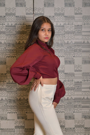 Maroon Draped Top