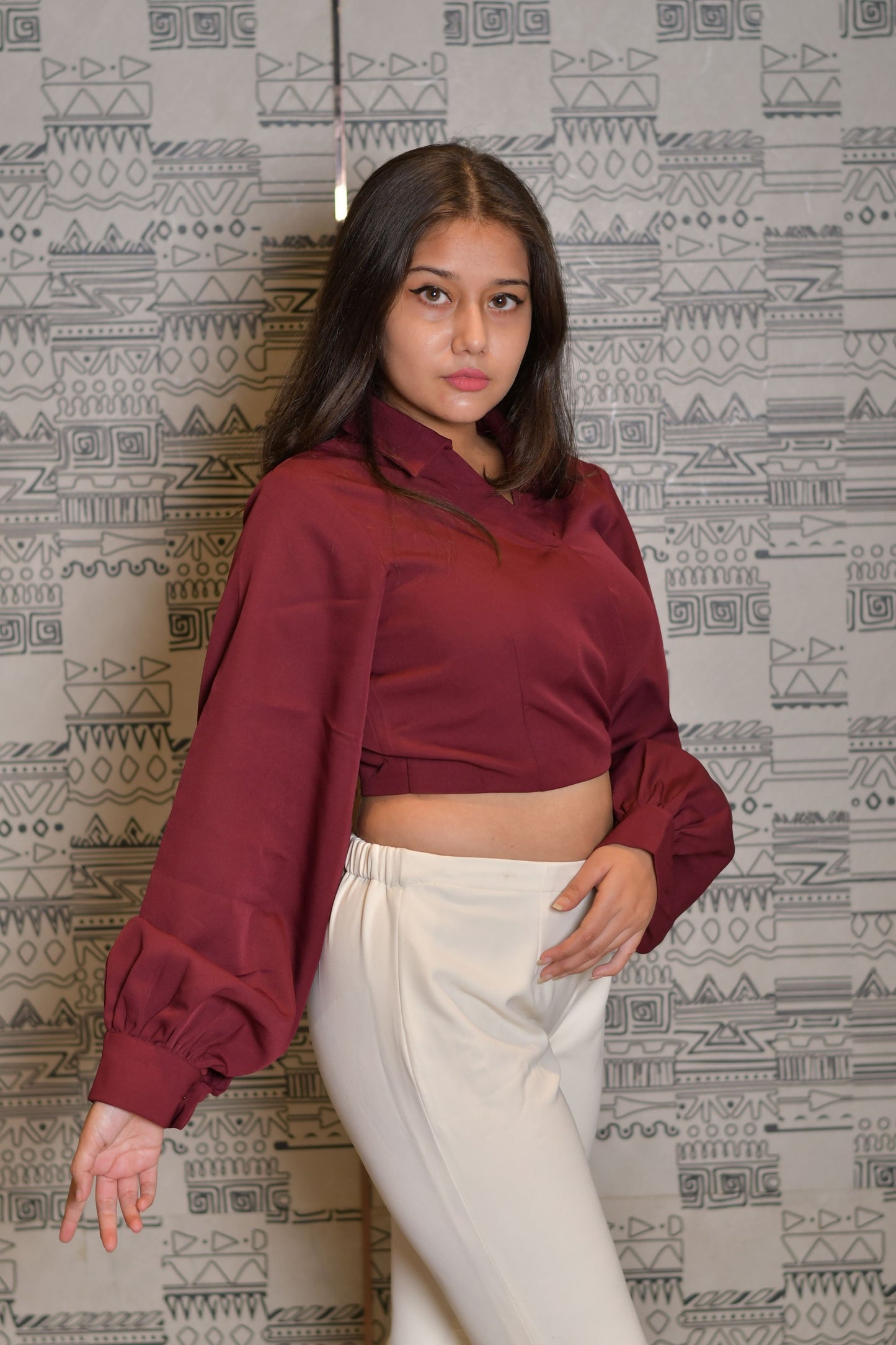 Maroon Draped Top
