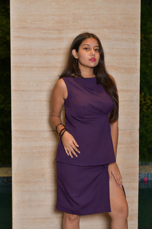Purple Draped Top & Skirt