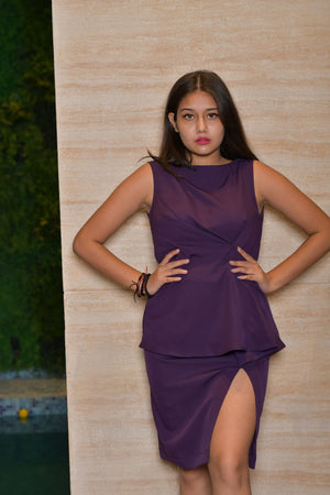 Purple Draped Top & Skirt