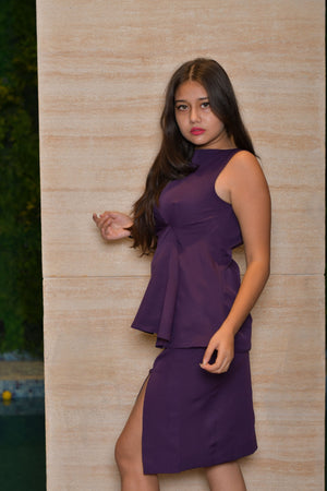 Purple Draped Top & Skirt