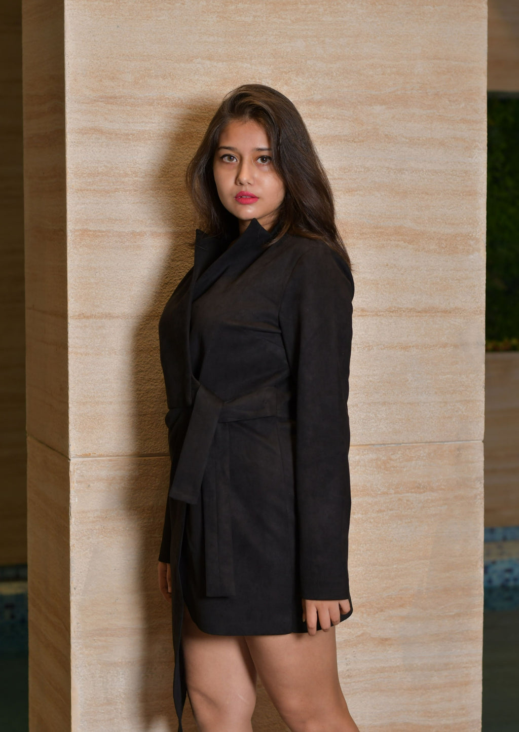 Black Suede Uneven Jacket