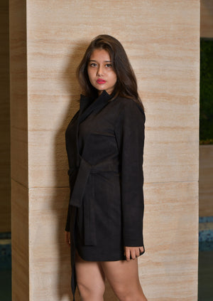 Black Suede Uneven Jacket