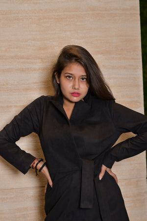 Black Suede Uneven Jacket
