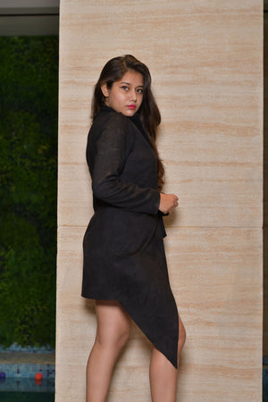 Black Suede Uneven Jacket