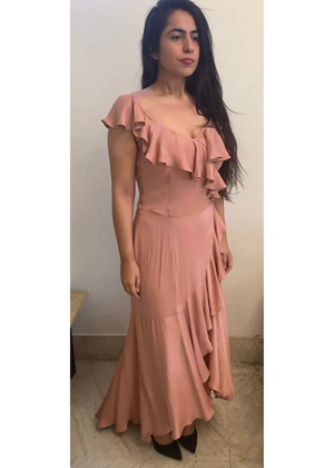 Ruffle Pink High Low Dress